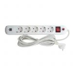 Удлинитель 5 гнезд + 2xUSB 3м с заземлением и кнопкой Lemanso LMK71002