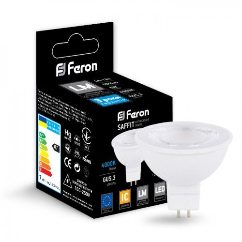 Лампа светодиодная прозрачная декоративная линза 6W G5.3 MR16 4000K Feron LB-194