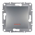 Переключатель 1-кл. проходной с подсветкой Asfora Plus Алюминий Schneider Electric EPH1500161