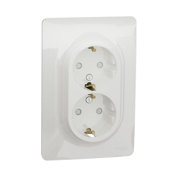 NU206718 Розетка подвійна з з/к зі шторками гвинтовими зажимами Schneider Electric Unica New білий
