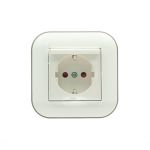 Розетка с заземлением с крышкой и шторками Ovivo Loft белый+серый