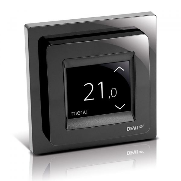 Терморегулятор DEVI многофункциональный 5-45 ° C датчик ° t воздуха и пола DEVIreg Touch Black черный 140F1069
