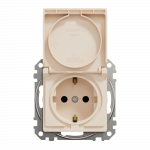 Розетка з заземленням, зі шторками та кришкою Бежевий Sedna Design Schneider Electric SDD112024