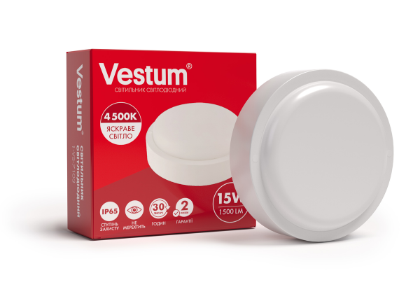 Світильник ЖКХ LED 15W коло 4500K 220V Vestum