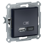 USB розетка тип A+C 2,4А Asfora Schneider Electric Антрацит EPH2700371