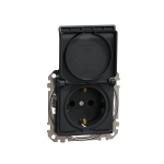 Розетка з заземленням зі шторками та кришкою Чорний Sedna Design Schneider Electric SDD114024
