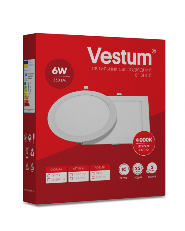 Світильник LED врізний круглий Vestum 6W 4000K 220V