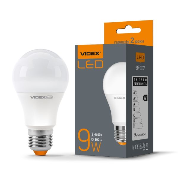 LED лампа VIDEX  A60e 9W E27 4100K