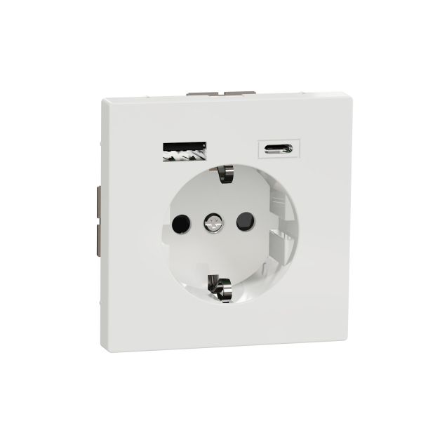 Розетка с заземлением USB A+C 3A Merten D-Life MTN2367-6035 Белый лотос