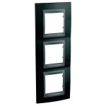 MGU66.006V.293 Рамка 3м вертикальна Schneider Electric Unica Top чорний родій - графіт