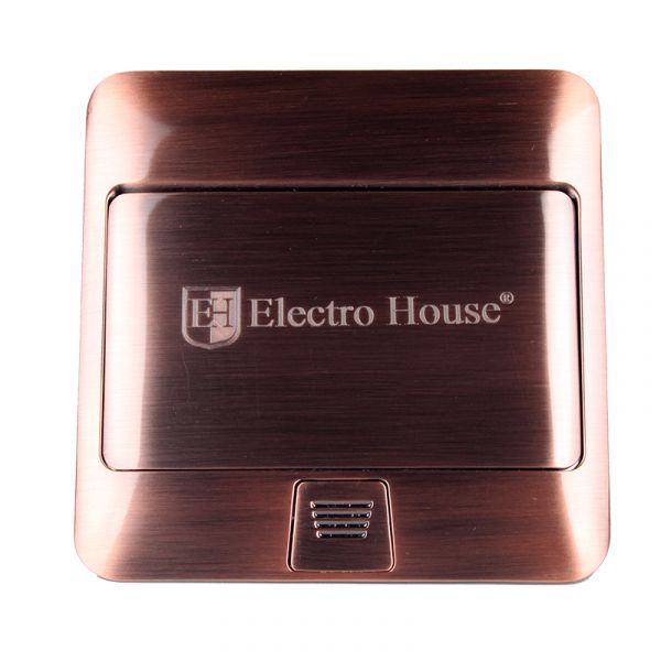 Розетка для пола врезная с заземлением 16 А + 2 USB 2,1 А IP44 Electro House Медь EH-F007