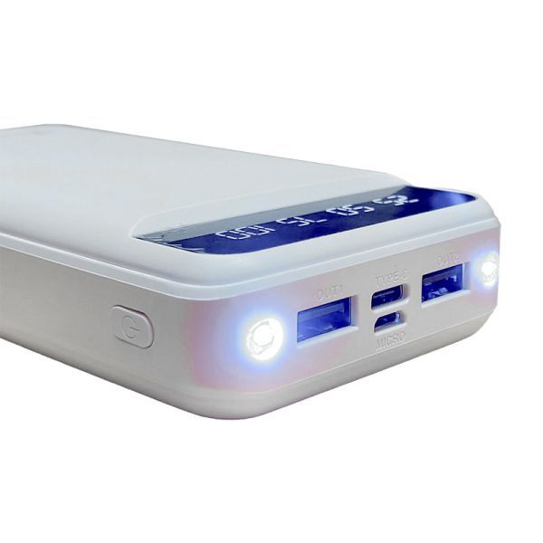 Power Bank 20000 mAh з ліхтариком type-c Білий