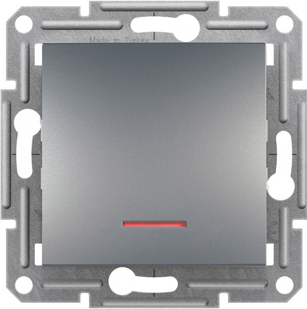 Выключатель одноклавишный с подсветкой Asfora Plus Сталь Schneider Electric EPH1400162