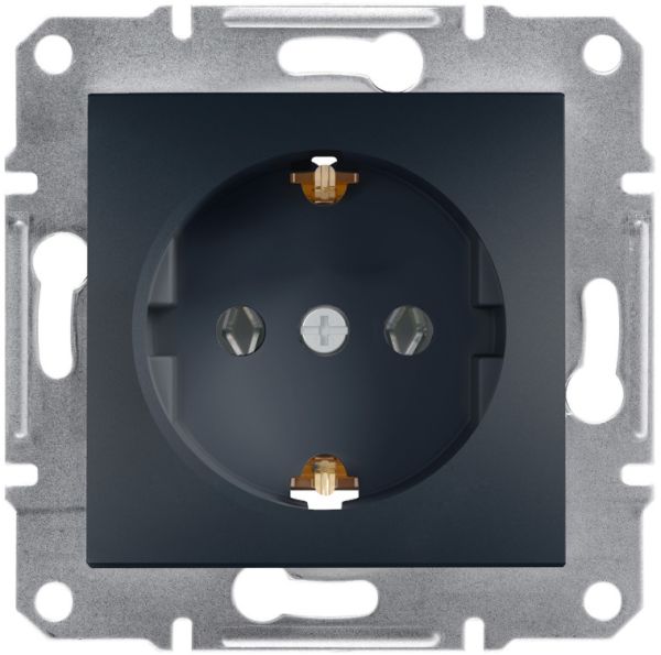 Розетка с заземлением Антрацит Asfora Schneider Electric EPH2900171