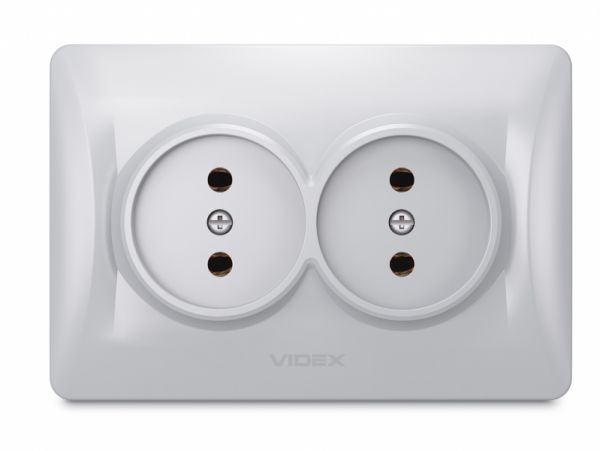 Розетка двойная серебряный шелк VIDEX BINERA