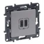 Розетка USB Тип С+C 15 Вт 5В Legrand Niloe Step Алюміній