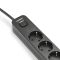 Мережевий подовжувач VIDEX ONCORD з/з 5п 3м (3x1.5мм) з кнопкою Black