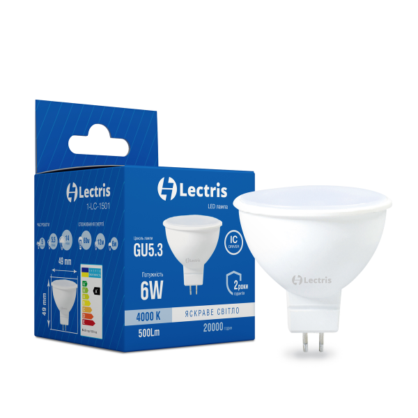 Лампа LED Lectris MR16 6W 4000K 220V GU5.3