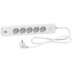 Удлинитель 5 розеток с заземлением и 2хUSB 1,5 метра белый Schneider Electric Unica Extend ST945U1W