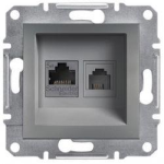 Розетка комп. і телеф. (RJ45, Cat. 5e UTP + RJ12) сталь Asfora Schneider Electric EPH4900162