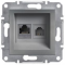 Розетка комп. і телеф. (RJ45, Cat. 5e UTP + RJ12) сталь Asfora Schneider Electric EPH4900162