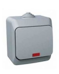 Накладний вимикач одноклавішний з підсвіткою сірий IP44 Cedar Plus Schneider Electric WDE000614