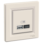 USB розетка тип A+C 2,4А Asfora Schneider Electric Кремовая EPH2700323