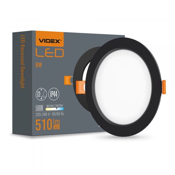 LED світильник Back вбудований круглий VIDEX 6W 5000K Black