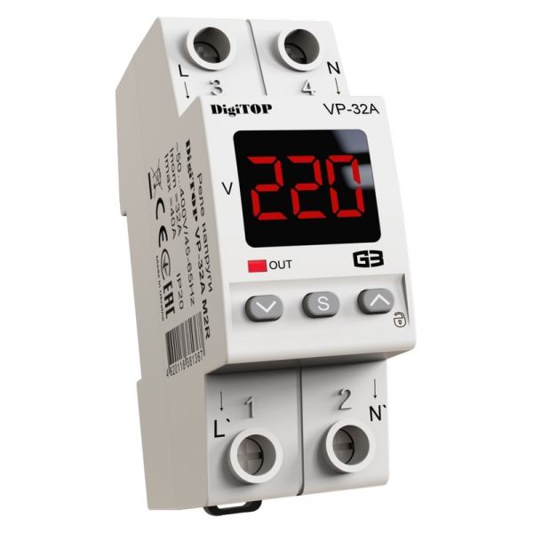 Реле напряжения 2 модуля DigiTOP VP-32A M2R
