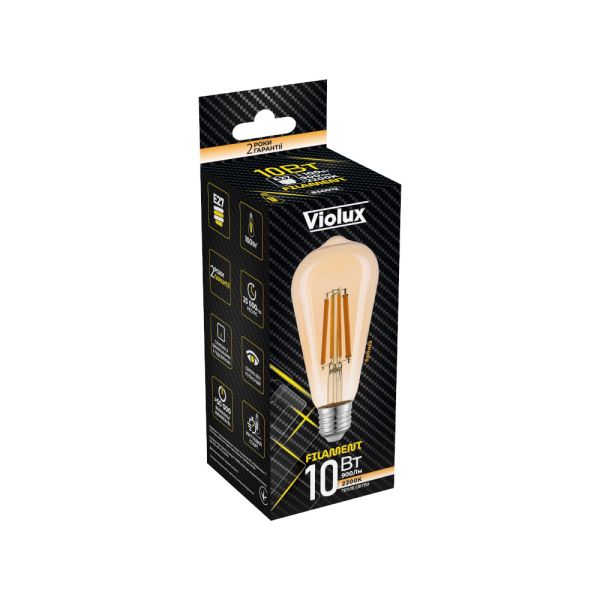 Лампа LED FILAMENT ST64 10W E27 2200K (бронза) VIOLUX