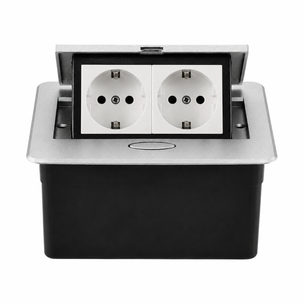 Розетка встраиваемая выдвижная в стол Glauber PopUp 2x220V серебристая (GLB-PU-2-S)