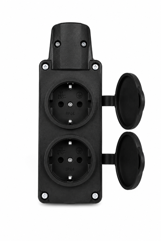 Колодка каучуковая Glauber Rubber Pro 2 гнезда 16A черная (GLB-RP-B2)