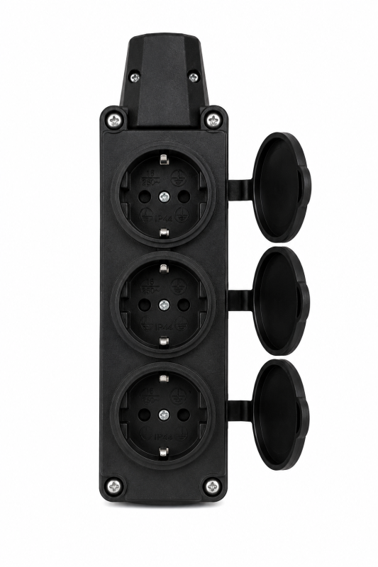 Колодка каучуковая Glauber Rubber Pro 3 гнезда 16A черная (GLB-RP-B3)