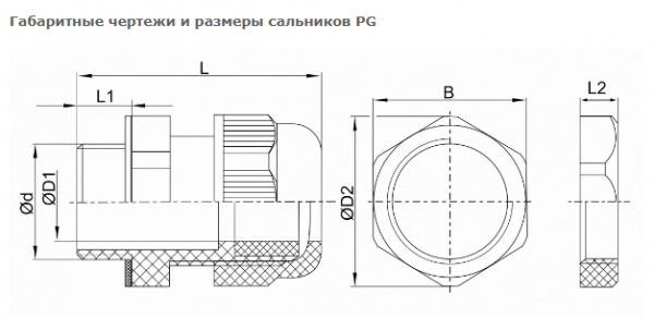 Кабельний ввід сальник PG 63 43-51мм IP54