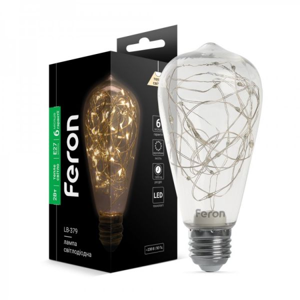 Лампа светодиодная 2W E27 2700K Feron LB-379 ST64