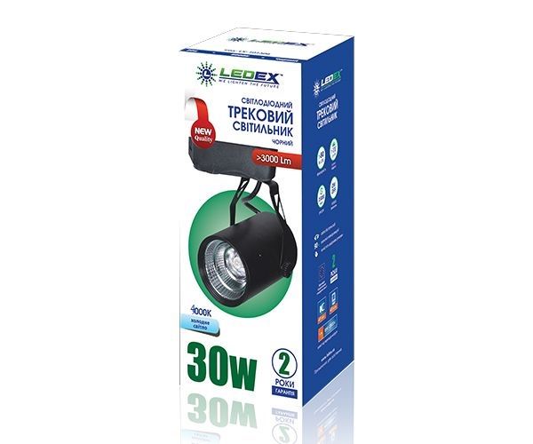 LED-Світильник LEDEX трековий 30W Black 4000K 101307