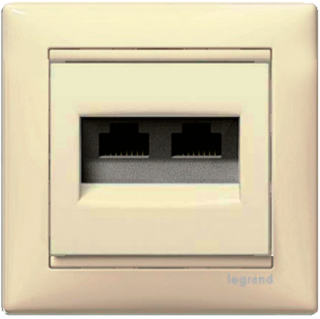 Механизм розетки информационной 2хRJ45 UTP кат. 5е слоновая кость Valena Legrand 774131