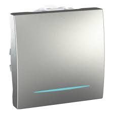 MGU3.201.30N Вимикач 1- клавішний  з підсвіткою сх1 2мод. алюміній Unica Schneider Electric