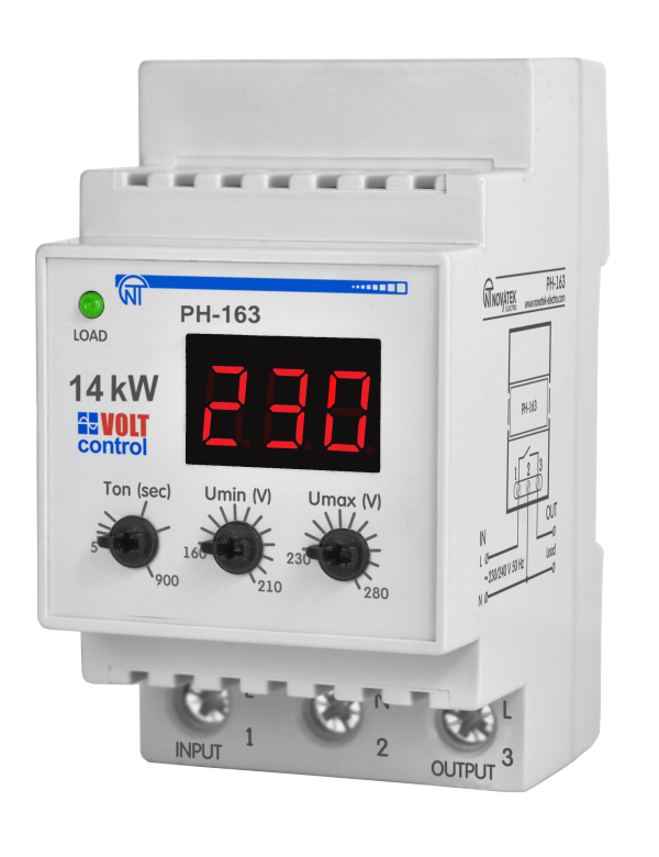 Реле напряжения однофазное 63А Volt Control Новатэк РН-163