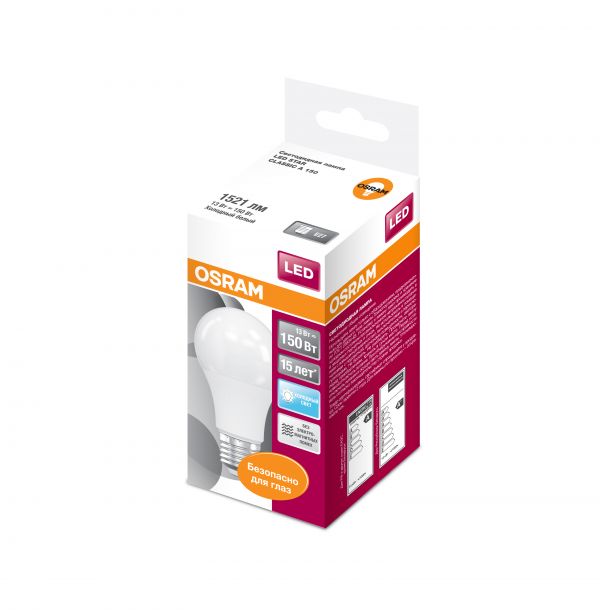 Лампа LED 13W 1521lm 2700K E27 OSRAM