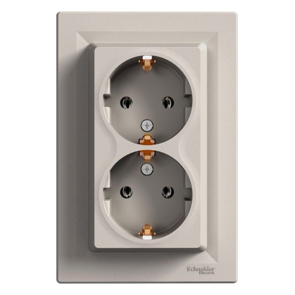 Розетка двойная с заземлением бронза Asfora Plus Schneider Electric EPH9900169