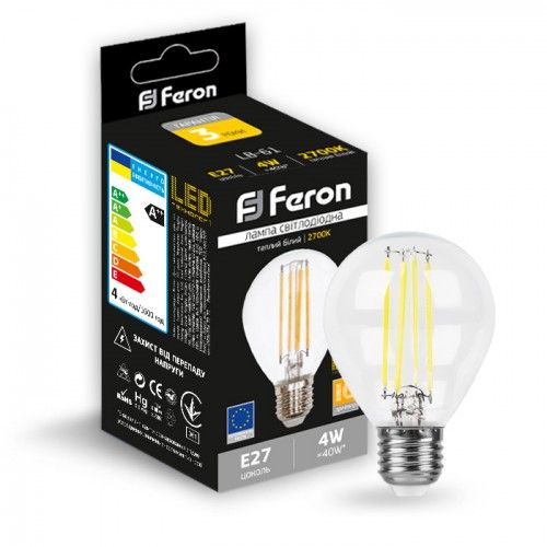 Лампа свiтлодiодна 4W E27 2700K filament Feron LB-61 G45