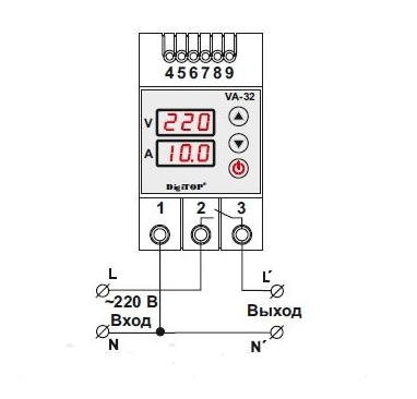 Реле напряжения с контролем тока DigiTOP VA-63A