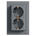 Розетка двойная с заземлением Сталь Asfora Plus Schneider Electric EPH9900162
