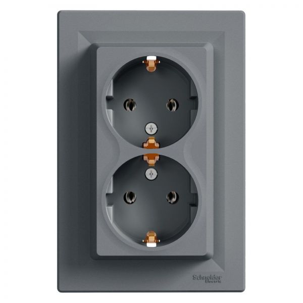 Розетка двойная с заземлением Сталь Asfora Plus Schneider Electric EPH9900162