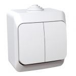 Накладний вимикач двохклавішний білий IP44 Cedar Plus Schneider Electric WDE000550