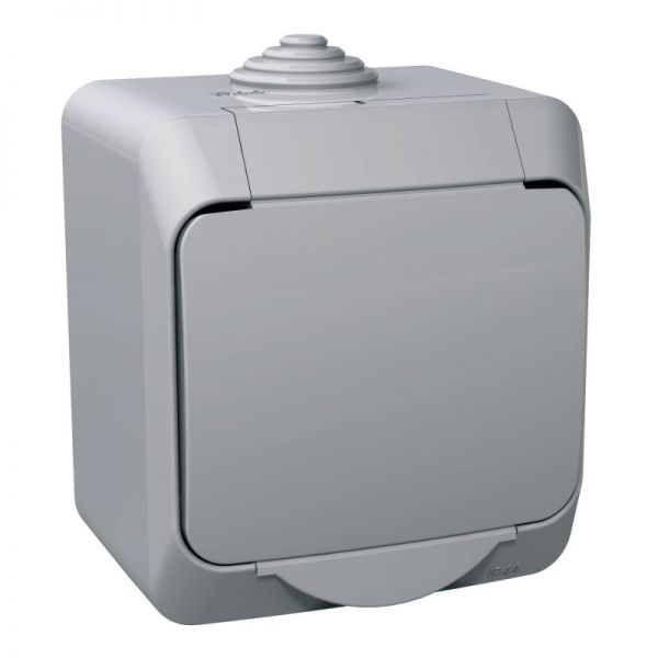 Накладний прохідний вимикач одноклавішний сірий IP44 Cedar Plus Schneider Electric WDE000660