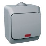 Накладний вимикач одноклавішний з підсвіткою сірий IP44 Cedar Plus Schneider Electric WDE000614