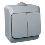 Накладний вимикач двохклавішний сірий IP44 Cedar Plus Schneider Electric WDE000650