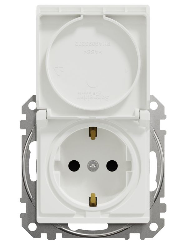 Розетка з заземленням, зі шторками та кришкою Білий Sedna Design Schneider Electric SDD111024